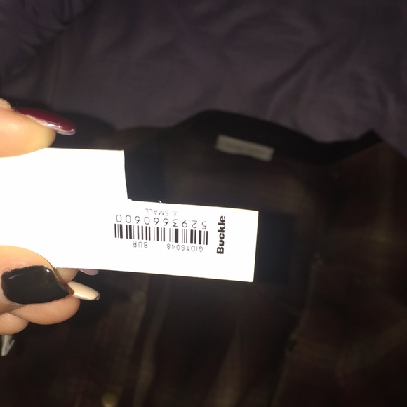 Plaid Buckle Half Zip, Half Button Up - Picture 4 of 4